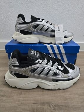adidas Ozmillen Originals Silver & Black Chunky Runner Sneakers
